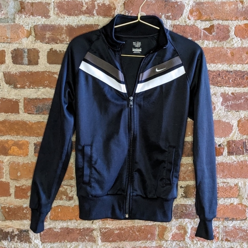 Nike Athletic Dept Track Jacket Full‎ Zip Black White Stripe Mens Size S